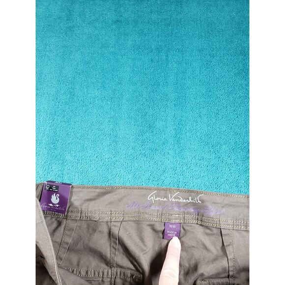 Gloria Vanderbilt Pants Size 16 W Womens Brown Stretch Capri Plus Cargo NWT - Picture 5 of 16